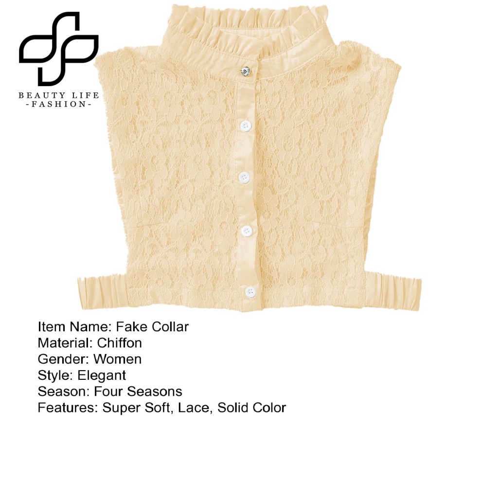 Cổ Áo Sơ Mi Giả Màu Trơn Đính Đá Tháo Rời Được Cổ Đứng Phối Ren Hoa Thời Trang Cho Nữ