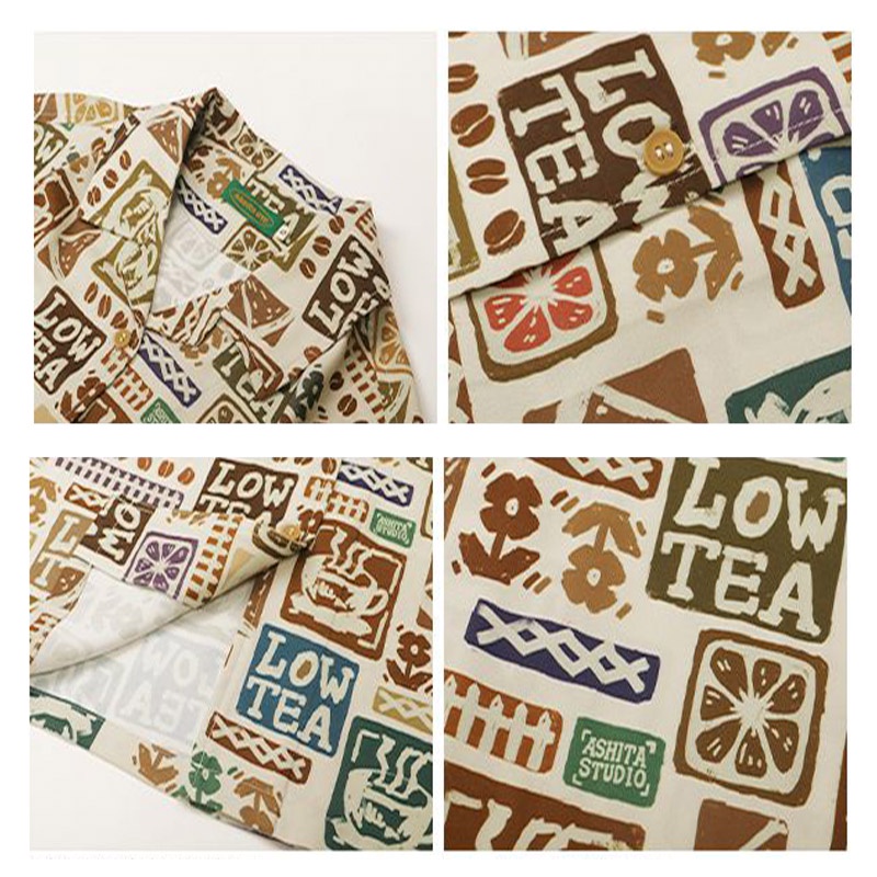 Áo Sơ Mi Nam Ngắn Tay In Chữ Phong Cách retro Thời Trang