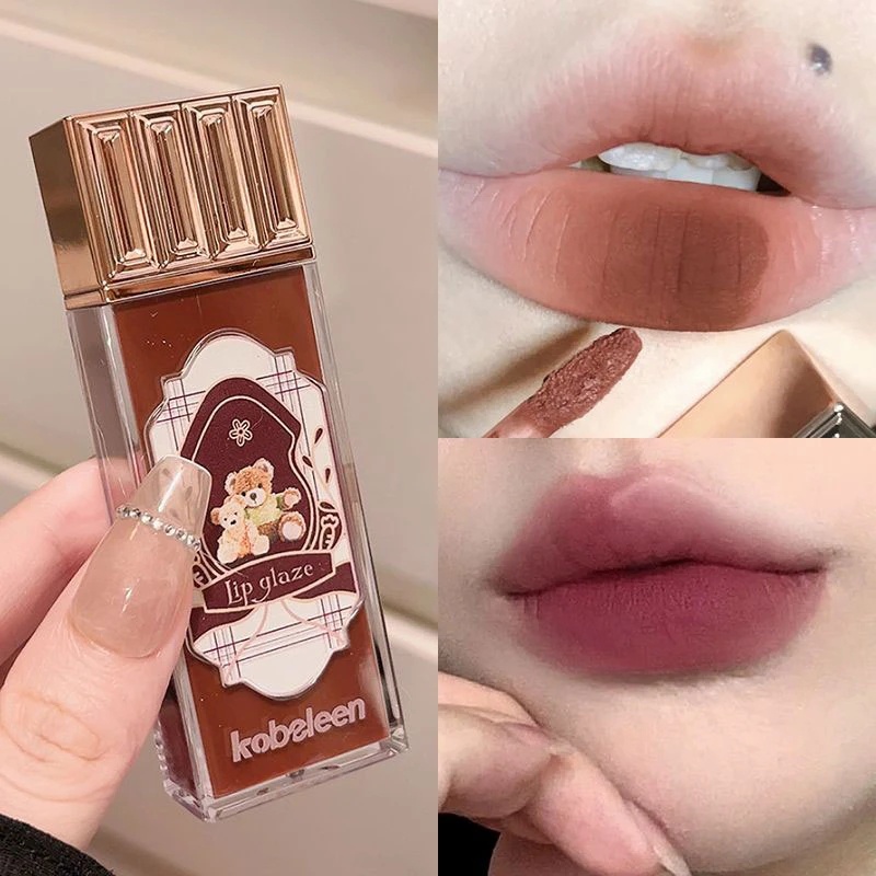 Son Môi Kobeleen Chất Nhung Lì Chống Thấm Nước Lâu Trôi Không Dính Thành Cốc Thiết Kế Vỏ Hình Gấu Hoạt Hình Dễ Thương