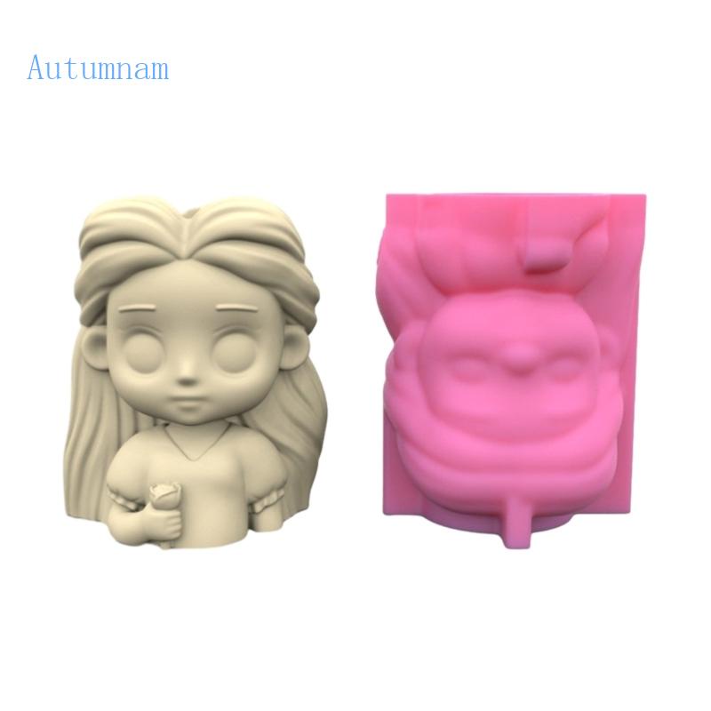 Khuôn Silicone Làm Chậu Hoa DIY Hình Cô Gái Nhỏ Xinh Xắn