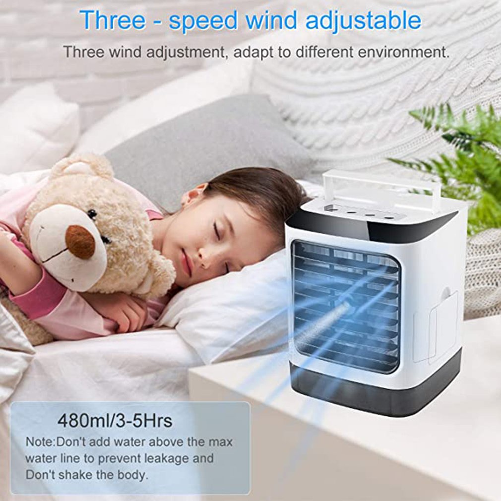 =Christmas=Air Conditioner Portable 7 Colors LED Mini 3-in-1 USB Humidifier Purifier Fan
