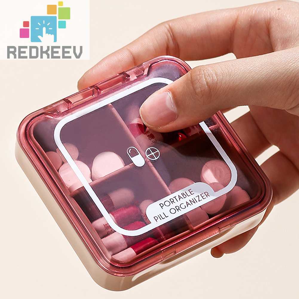 Hộp Đựng Thuốc Mini 4 Ngăn Có Nắp Đậy Tiện Dụng Mang Theo Du Lịch