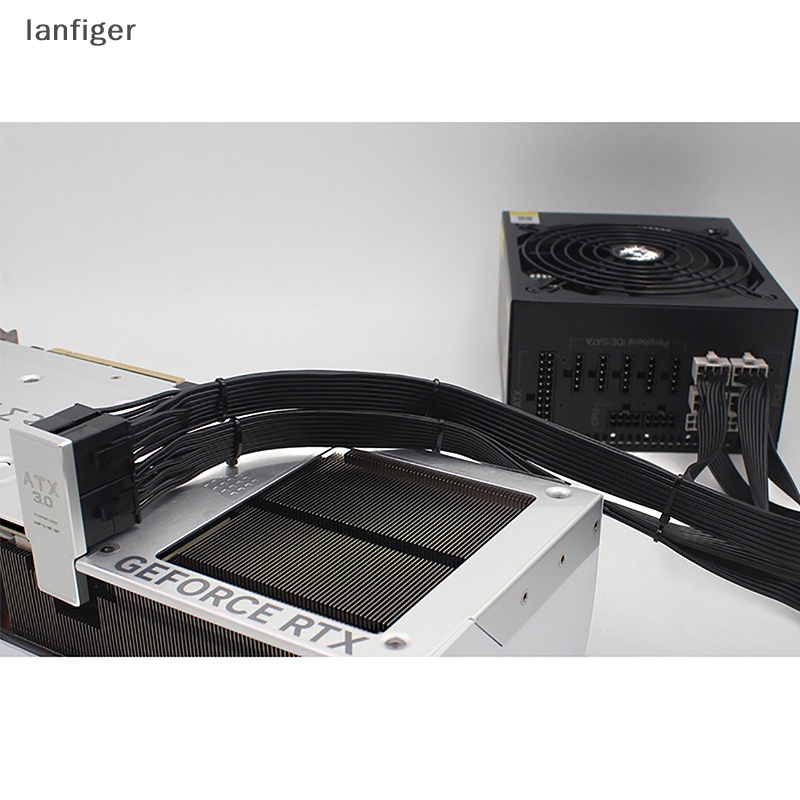 Cáp Chuyển Đổi Lanf ATX 4X8 Pin Female Sang Male 12VHPWR 12 + 4P 180° Bộ Chuyển Đổi Nguồn Điện Góc Vuông