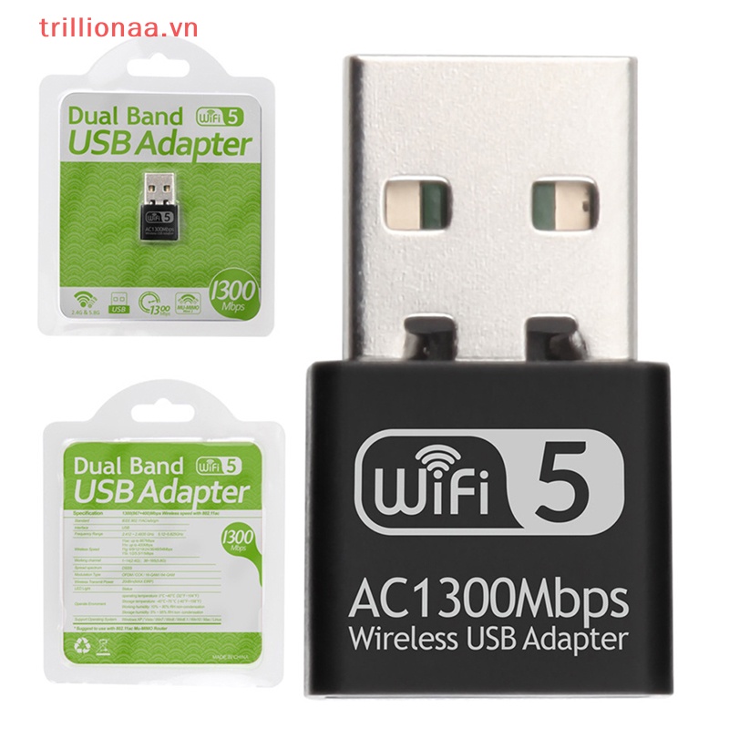 Usb Thu Sóng Wifi 1300Mbps 2.4G &amp; 5.8G 5Ghz Cho PC