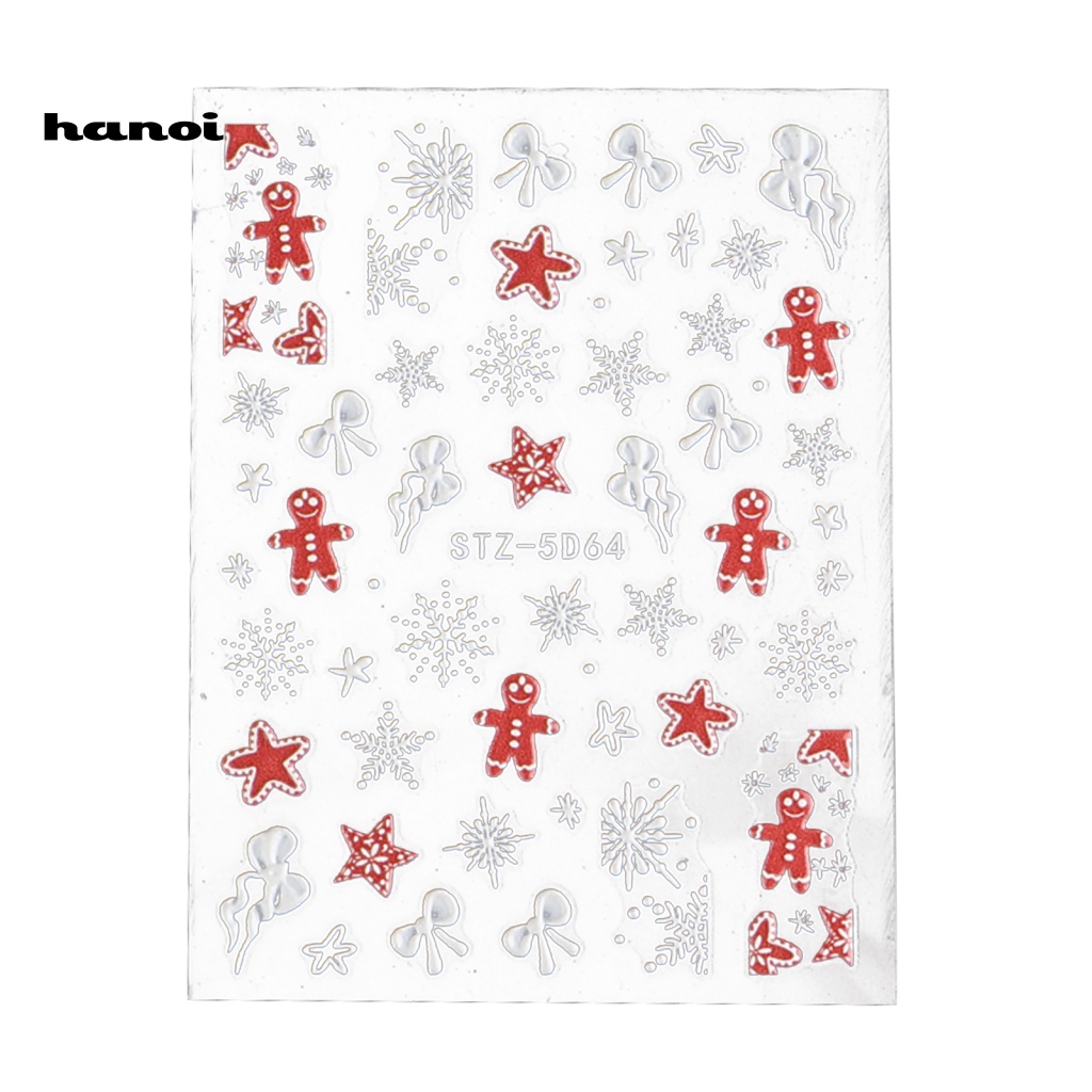 Miếng Dán Trang Trí Móng Tay Họa Tiết Giáng Sinh Dập Nổi 5D Không Phai Tự Dính Nhiều Phong Cách Khác Nhau