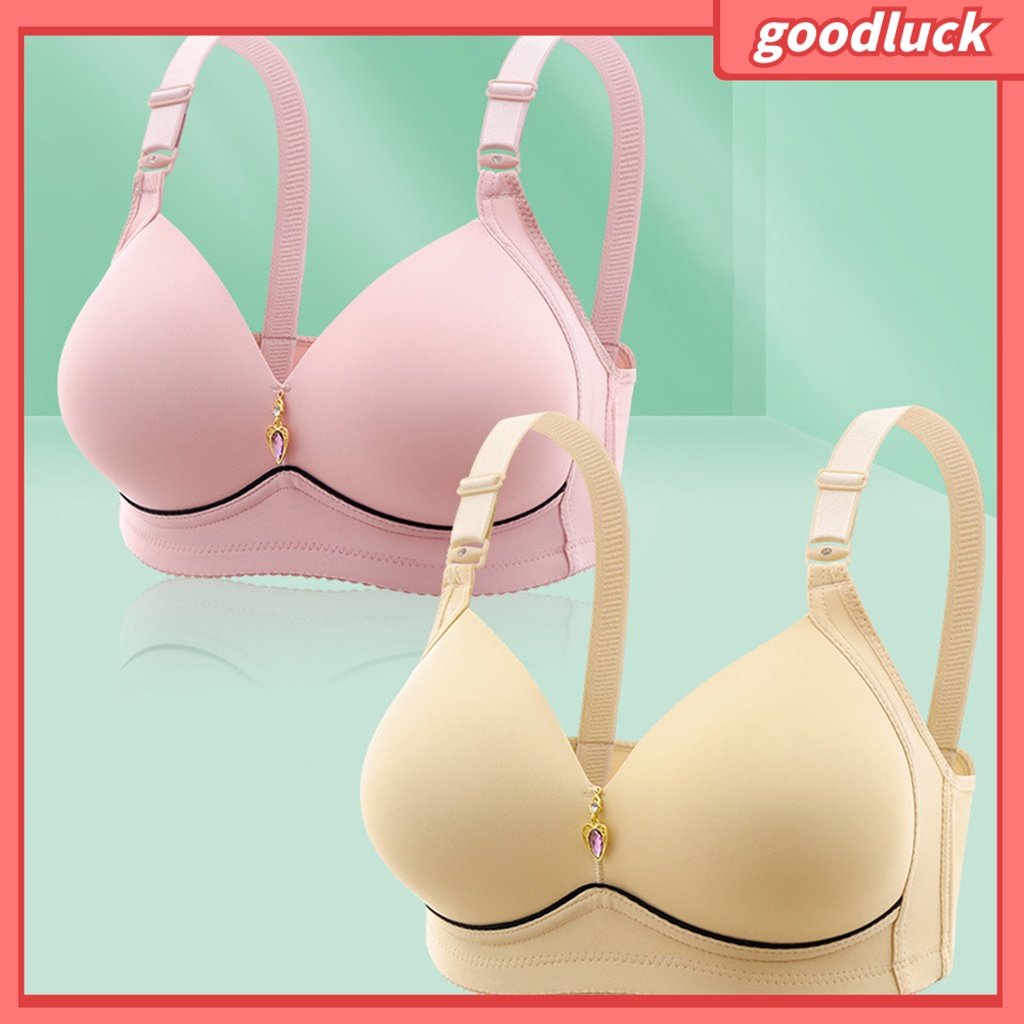 [GLO] Áo Lót Nâng Ngực Không Gọng Thép Thoáng Khí Màu Trơn Dây Có Thể Điều Chỉnh Cài Khóa Sau Bề Mặt Mịn Màng Cho Nữ