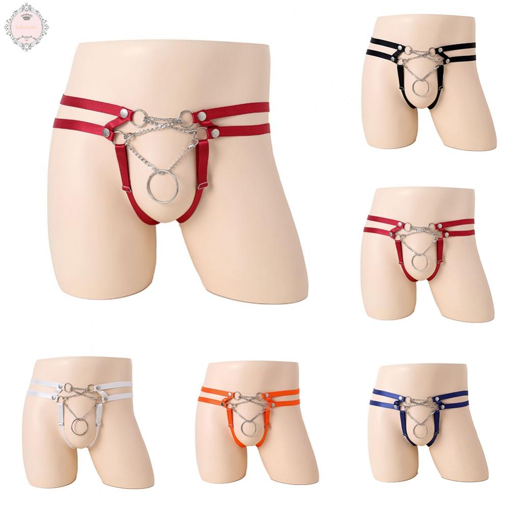 Mens Underwear Crotchless G-String Jockstrap Lingerie O Ring Hole Open Sheath