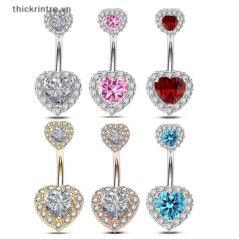 Khuyên Rốn Hình Trái Tim Bằng Thép Không Gỉ Thời Trang Cho Nữ