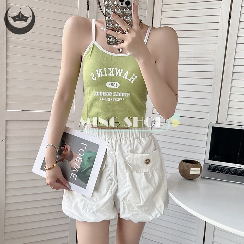 Áo Nữ Không Tay In Chữ Phong Cách Retro Gợi Cảm