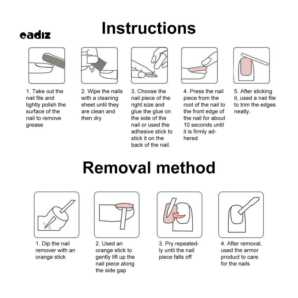 Set 24 Móng Tay Giả Bằng ABS Thân Thiện Với Môi Trường Chống Mài Mòn Có Thể Tái Sử Dụng