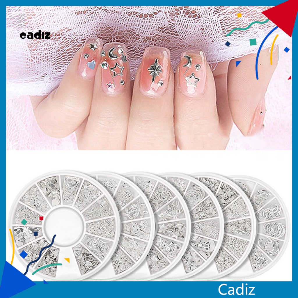 1 Bộ Phụ Kiện Trang Trí Móng Tay Bằng Kim Loại Nhiều Màu Sắc DIY