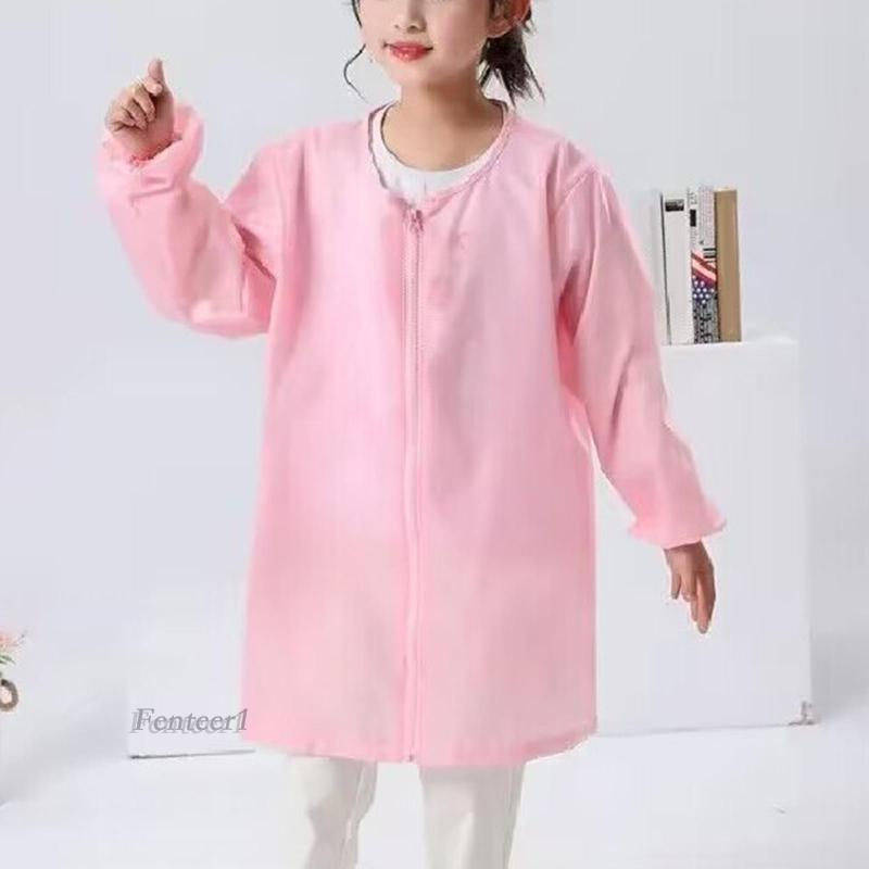 [Fenteer1] Áo Khoác Màu Trơn Chống Thấm Nước Vẽ Tranh Bằng Tay Cho Trẻ Em