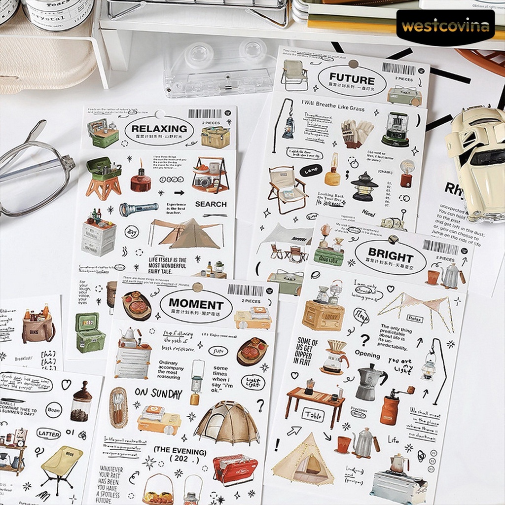 [WSTN] [WSTN]✎Set 2 Tấm Sticker Dán Sổ Lưu Niệm Dễ Dàng Tháo Gỡ Độ Phân Giải Cao Không Dễ Xé