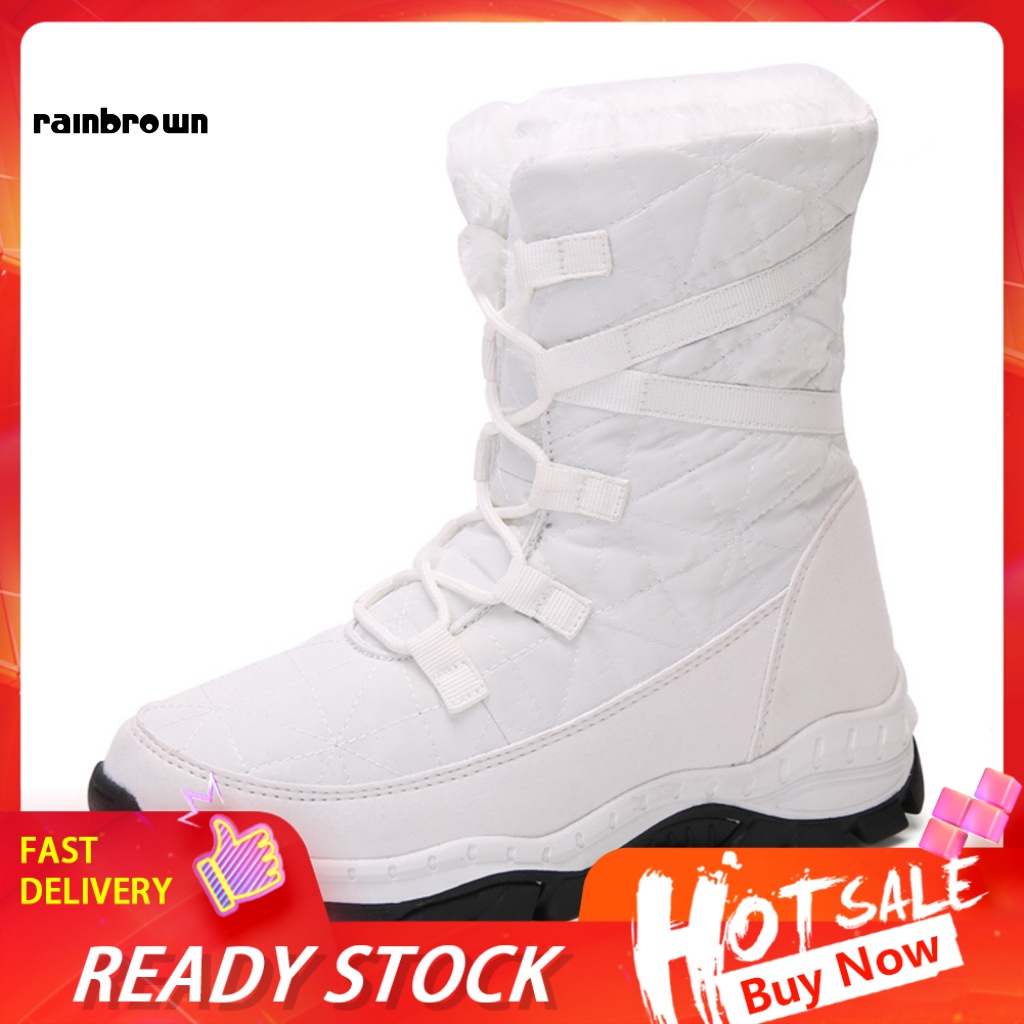 1 Đôi Giày Bốt Đi Tuyết Cột Dây Chống Trượt Thoải Mái Cho Nữ