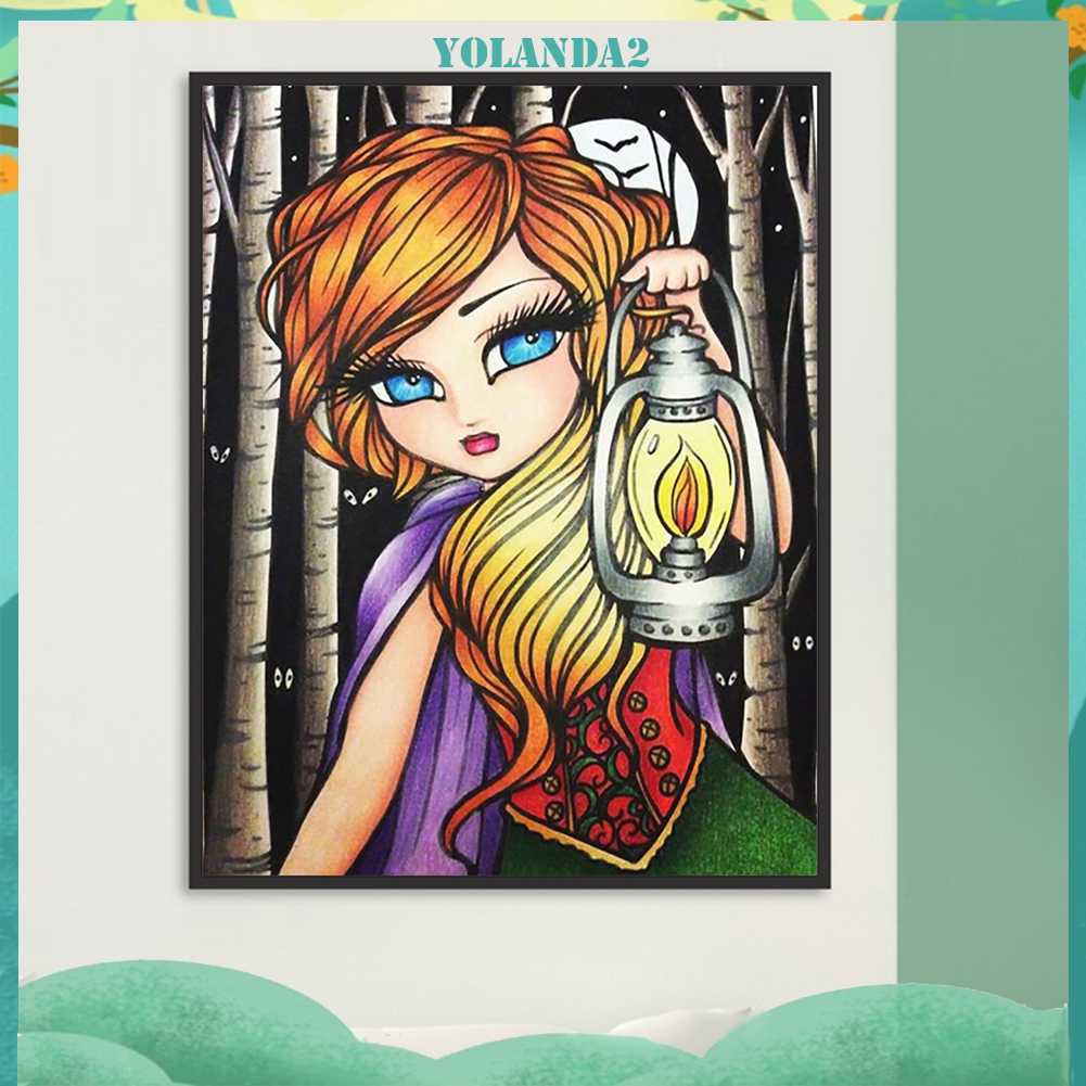 Bộ Tranh Đính Đá 5D Họa Tiết Hoạt Hình Cô Gái Độc Đáo DIY Dùng Trang Trí Nhà Cửa