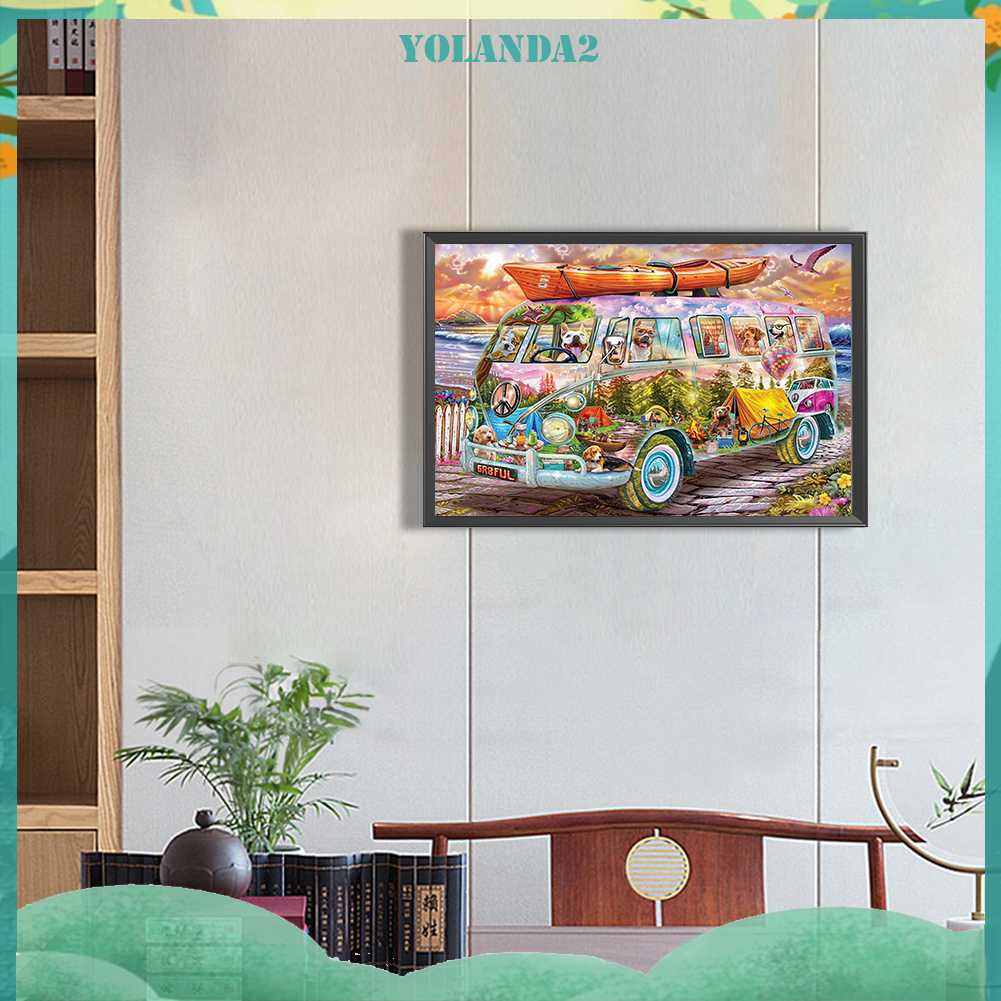 Tranh Đính Đá Kim Cương Toàn Bộ 5D DIY Hình Vẽ Xe Buýt