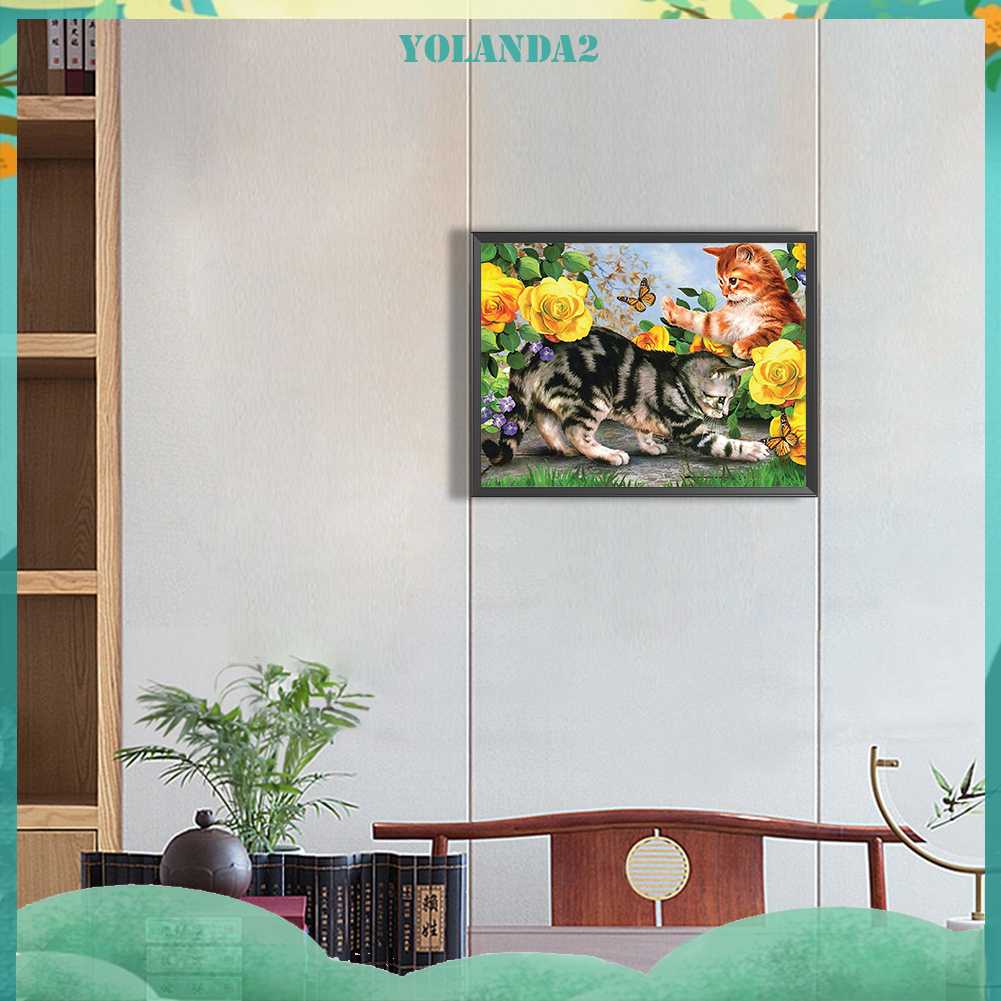 Tranh Đính Đá Kim Cương Toàn Bộ 5D DIY Hình Vẽ Chó Mèo Trang Trí Nhà Cửa