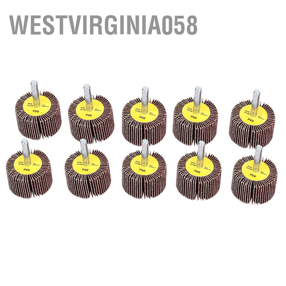 Westvirginia058 10 chiếc Chà Nhám Đánh Bóng Bánh Xe Mài Giấy Nắp Đĩa 6mm Chuôi 40x25x6mm