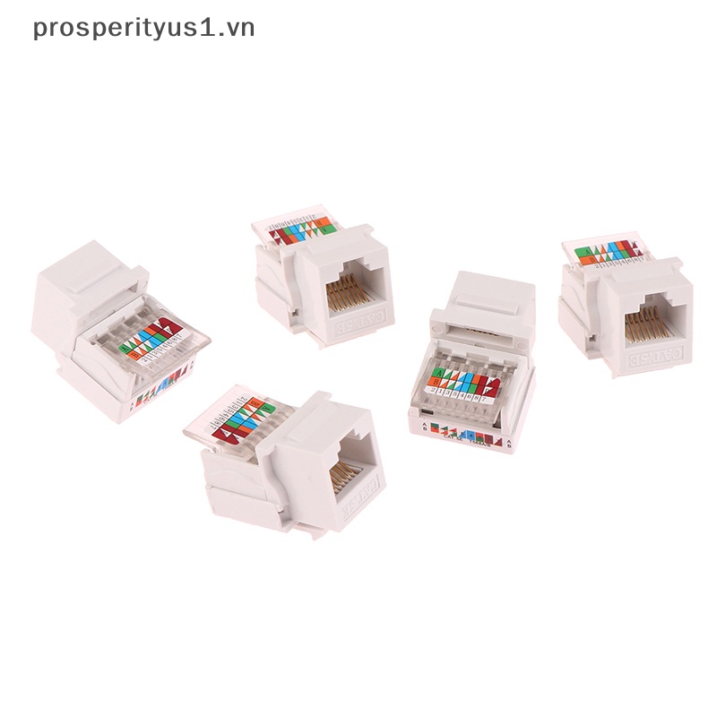 Bộ 5 Đầu Nối Dây Cáp Chuyển Đổi Ổ Cắm Thông Tin RJ45 Cho Máy Tính [prosperityus1] 5PCS RJ45