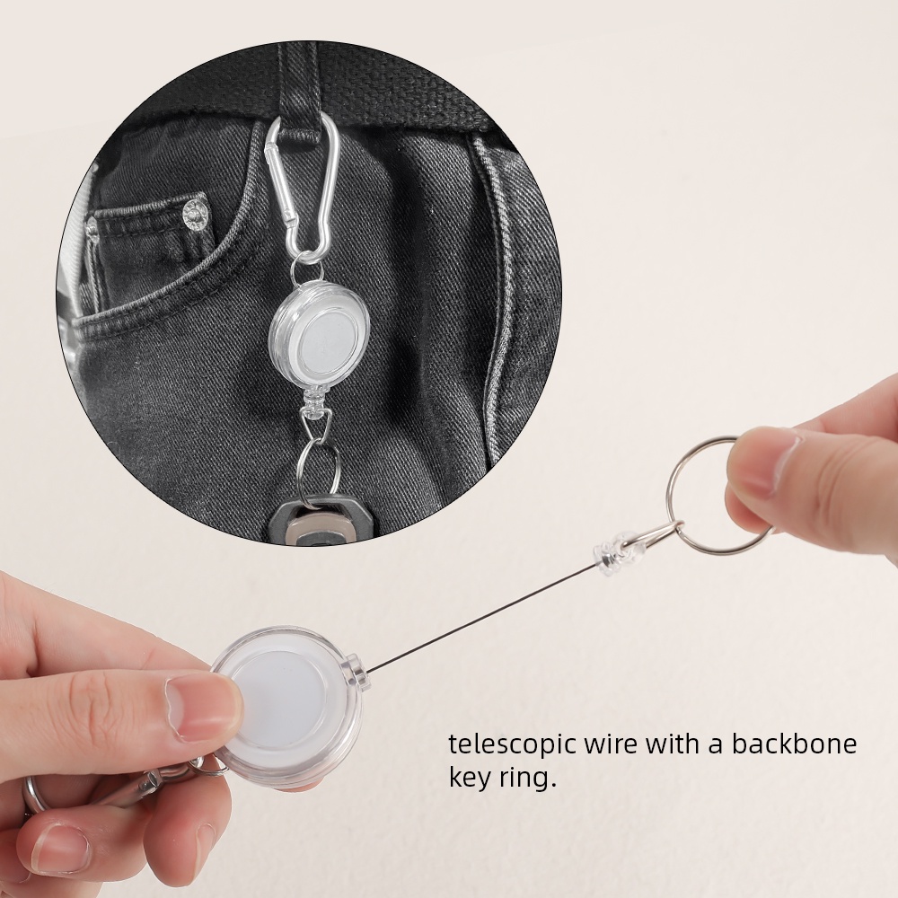 Dây Móc Chìa Khóa / Thẻ ID Bằng Thép Đa Năng Chống Trộm Có Thể Thu Gọn