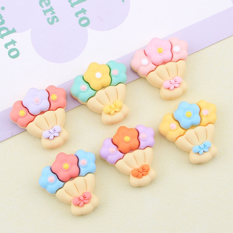 Set 10 Kẹp Tóc Hình Bông Hoa Bằng Nhựa Resin DIY