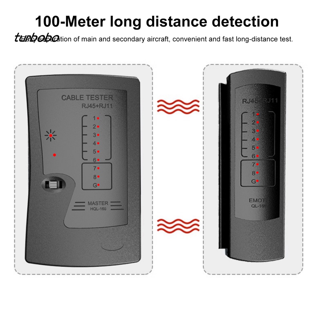 Turbobo Dụng Cụ Kiểm Tra Cáp Mạng 2 Trong 1 Phạm Vi Dài 8P 6P 4P RJ45 RJ11 LAN Ethernet
