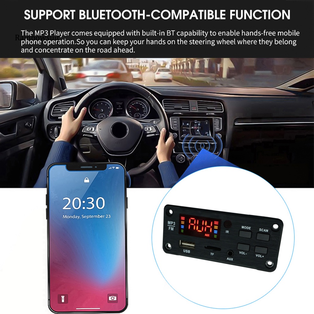 Máy Nghe Nhạc MP3 Bluetooth 5.0 Màn Hình Màu Lớn Chống Mất Đa Năng Cho Xe Hơi