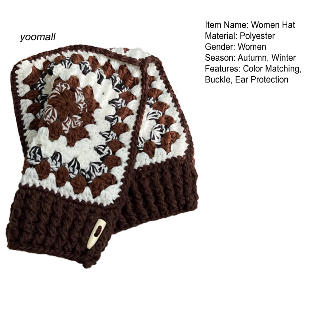 Mũ Len Đan Thủ Công Có Khóa Cài Bảo Vệ Tai 2 Trong 1 Màu Sắc Phù Hợp Cho Mùa Thu Đông