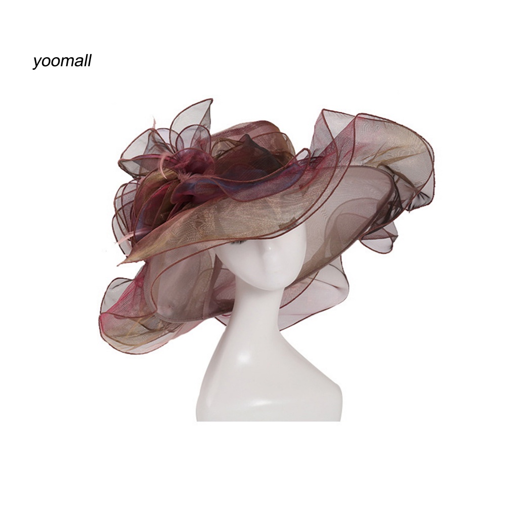 Mũ Lưỡi Trai Chống Nắng Viền Lưới Nhiều Lớp Nhìn Xuyên Thấu Chống Tia UV Trang Trí Hoa Cho Nữ