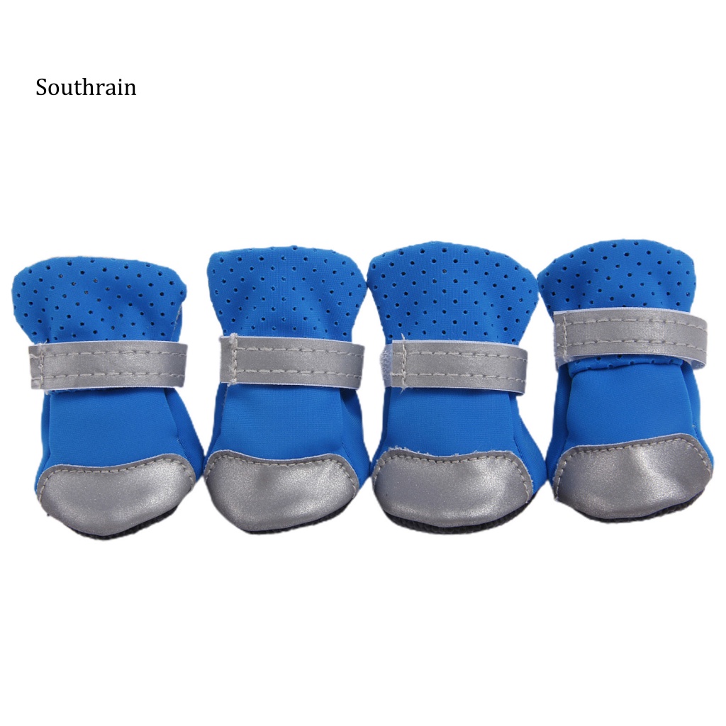 Bộ 4 Giày Boot Đế Mềm Màu Phản Quang Thời Trang Cho Cún Cưng