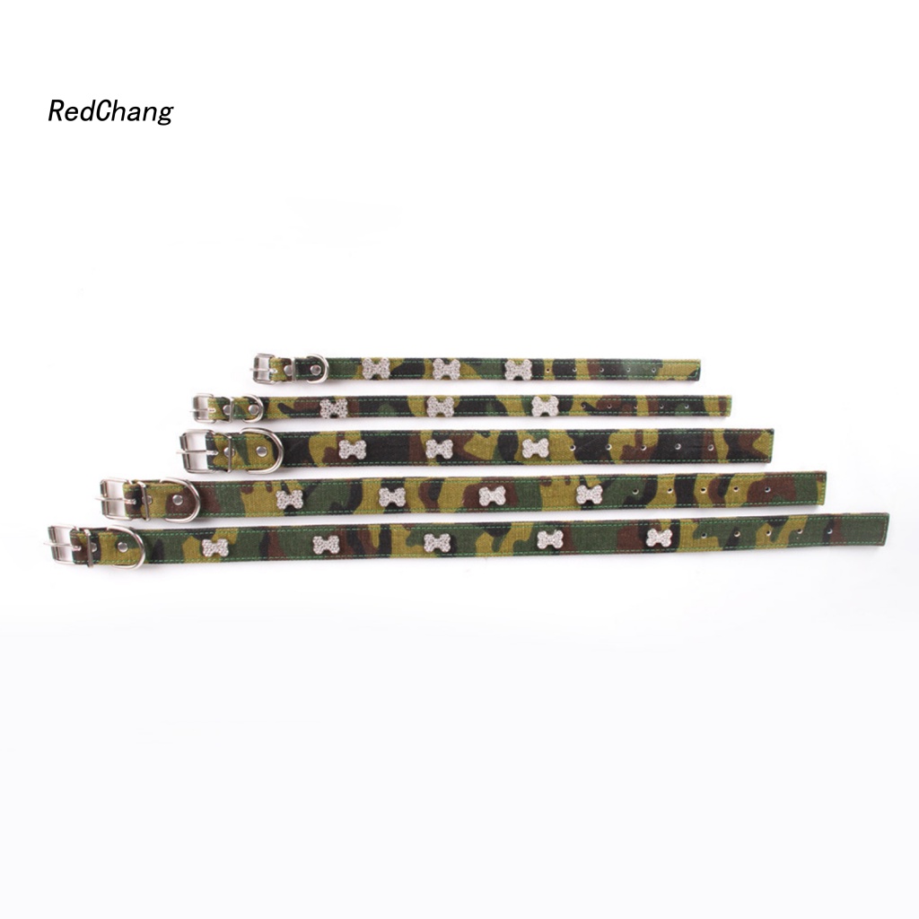 Rc ~ Vòng Cổ Thú Cưng Vải Canvas Họa Tiết Rằn Ri Đính Đá Có Thể Điều Chỉnh Trang Trí