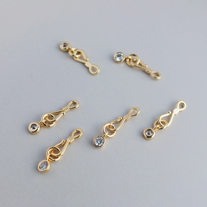 Khóa Cài Mạ Vàng 14k Đính Đá Zircon Hình Số 8 Nhiều Màu Sắc Dùng Làm Trang Sức diy