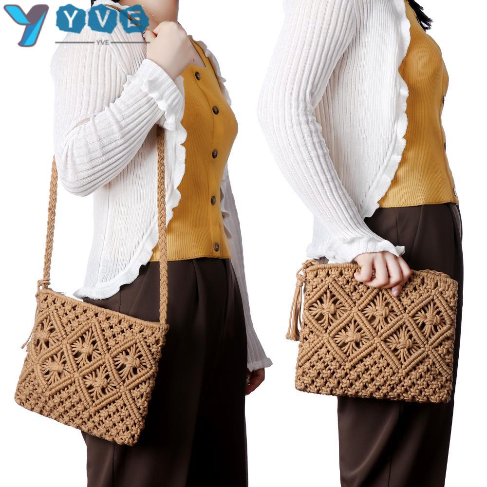 YVE Túi Cói Đi Biển Đính Tua Rua Phong Cách Bohemian