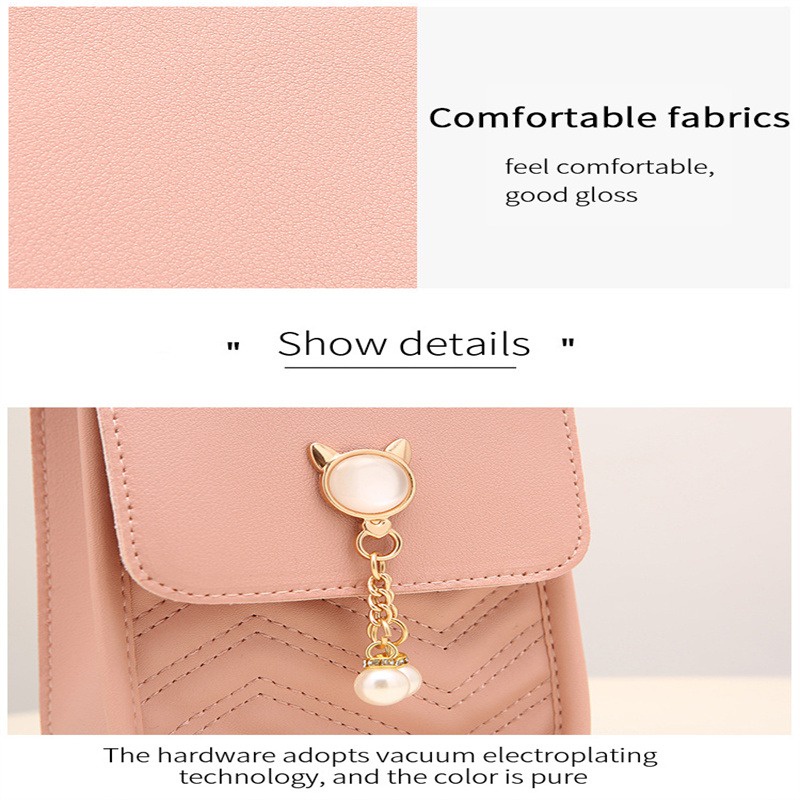 Túi Đeo Vai / Đeo Chéo Mini Đựng Điện Thoại Đính Ngọc Trai Thời Trang Xuân Hè (b7w)