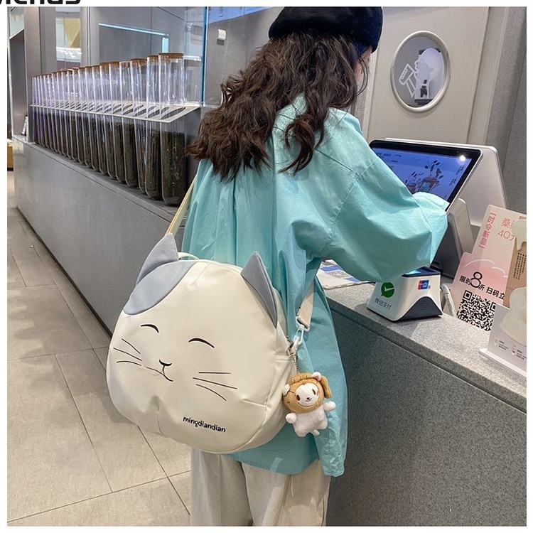 · Túi đeo chéo vai đơn irls dung tích lớn ngày đi học phong cách dễ thương dễ thương vui nhộn cá tính màu sắc túi xách mèo