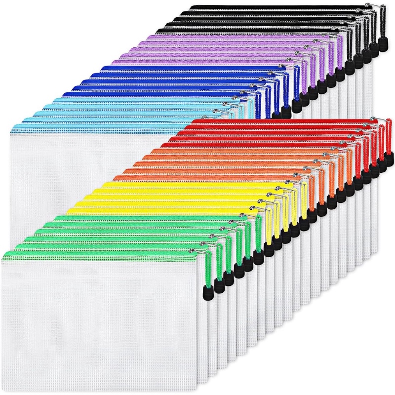 Set 10 Túi Lưới Khóa Kéo Đựng Đồ Cỡ A4 Tiện Dụng Cho Văn Phòng