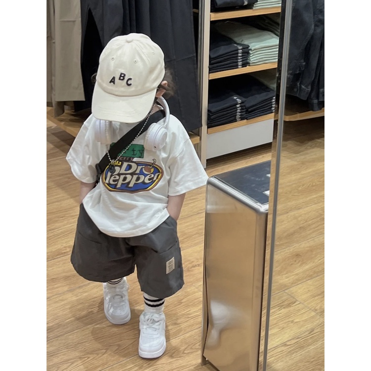 Bộ Đồ Thể Thao Áo Thun Cotton Mỏng Tay Ngắn Dáng Rộng Phong Cách Đường Phố Hàn Quốc Thời Trang Mùa Hè Cho Bé Trai