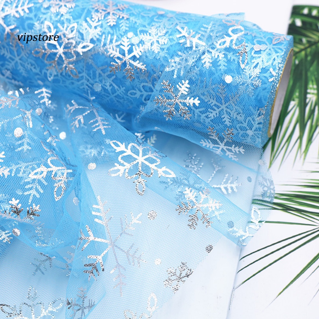 [Vip] 1 Cuộn Ruy Băng Vải Tuyn Nylon Đa Năng 10 Yards Họa Tiết Bông Tuyết Làm Quà Tặng