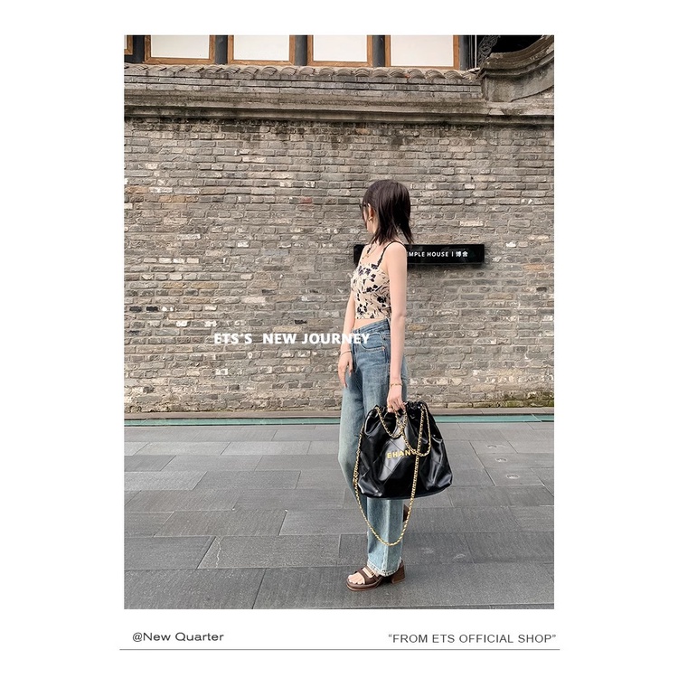 Duoya Tóc Thẳng ~ [Hàng Có Sẵn] Giày Sandal Cao Gót Hở Ngón Đế Dày Màu Đen Phong Cách Preppy Cho Nữ