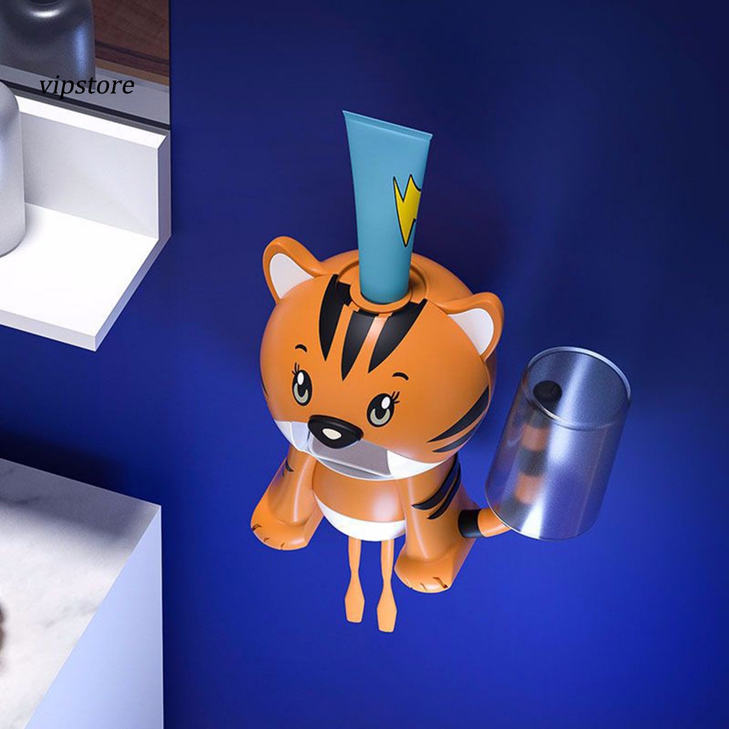 Dụng Cụ Nặn Kem Đánh Răng Tự Động Gắn Tường Hình Hổ Hoạt Hình Dành Cho Phòng Tắm