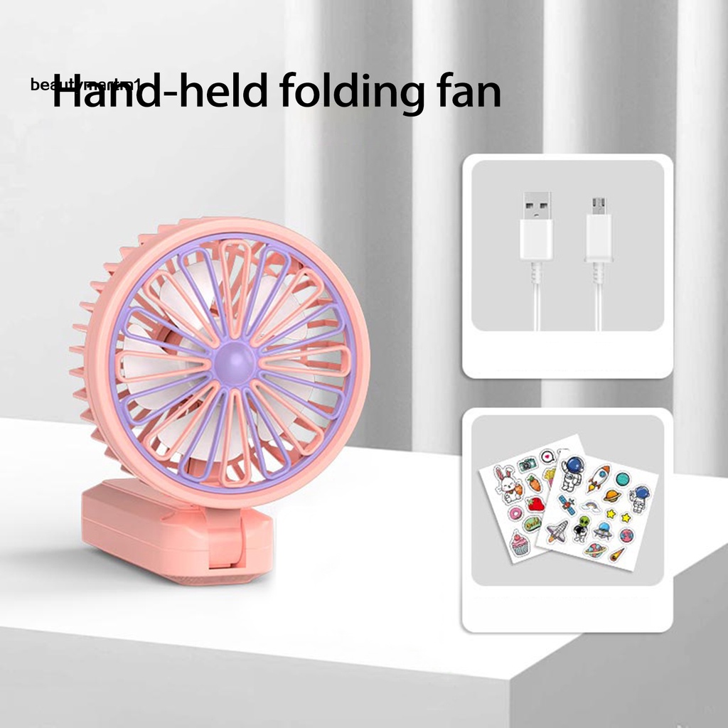 Quạt Gấp Để Bàn 2 Bánh Răng Mini Cầm Tay Cổng USB Ánh Sáng Ban Đêm Có Thể Điều Chỉnh Cho Học Sinh BMM1
