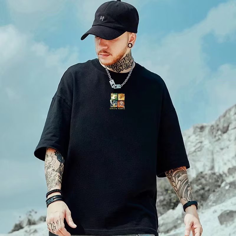 [ Rẻ vô địch ]có size lớn M-8xl Áo thun unisex nam nữ form rộng tay lỡ phông Cotton In Hoạt Hình Trung Quốc Thời Trang Mùa Hè