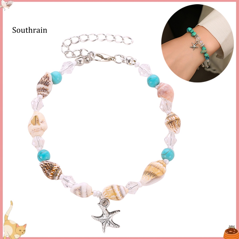 Lắc Chân Đính Hạt Vỏ Sò / Sao Biển Phong Cách Boho Thời Trang Cho Nữ