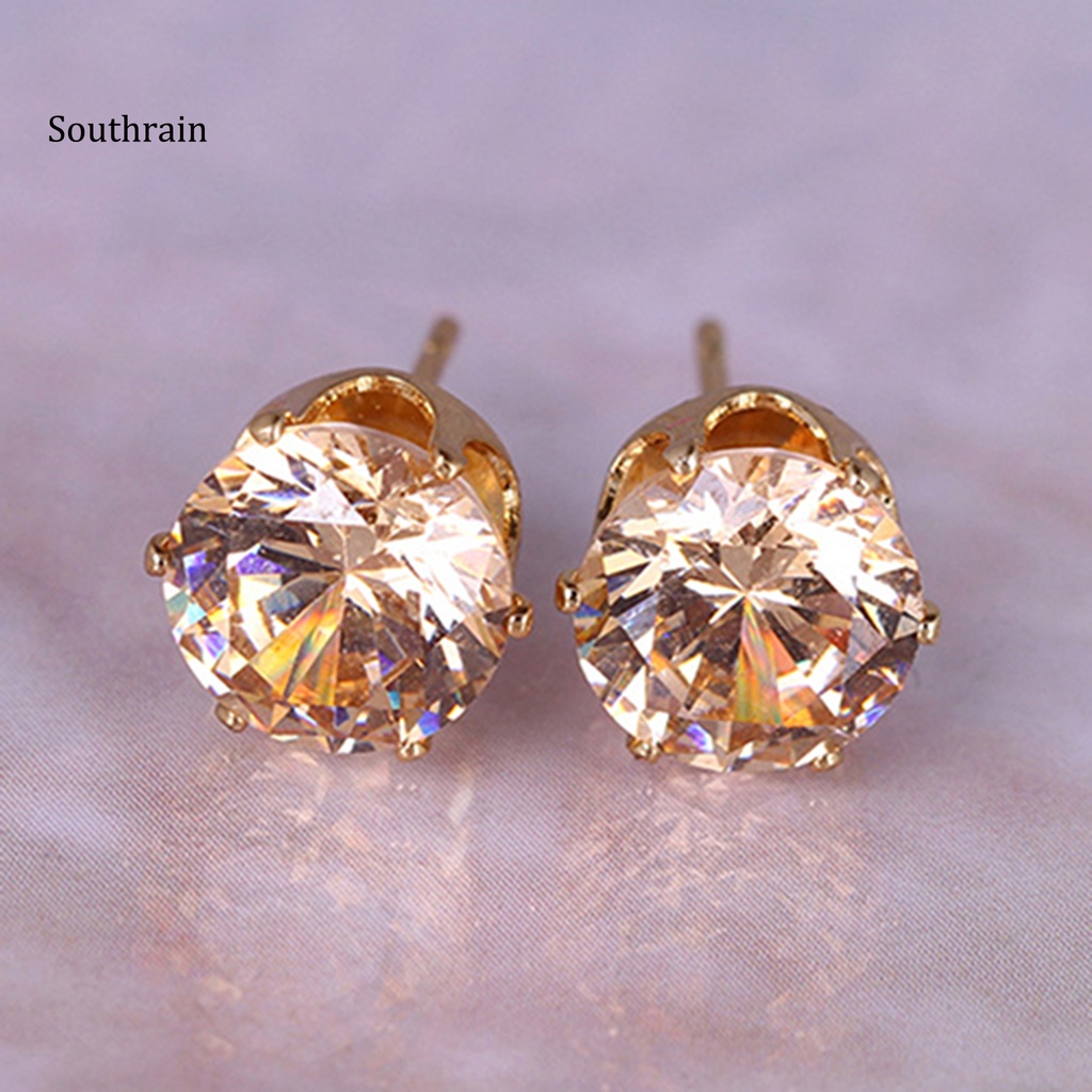 Khuyên Tai SHA Đính Đá Zircon Tròn Tinh Tế Dễ Phối Đồ Thanh Lịch