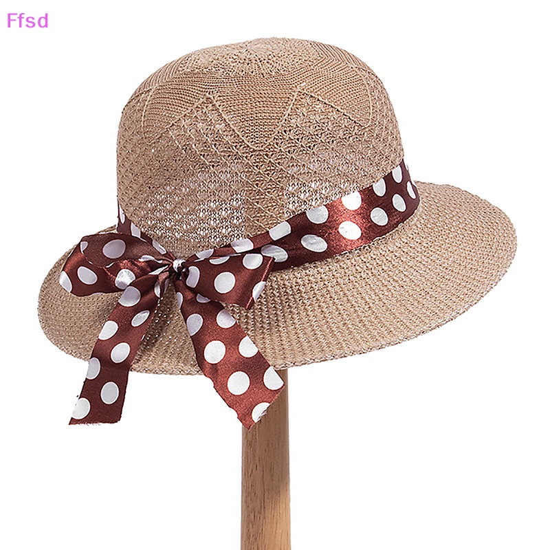 {Ffsd} Hàng Bán Chạy Mũ Cói Đi Biển Khoét Rỗng In Họa Tiết Chấm Bi Phối Ruy Băng Retro Mùa Hè Cho Bé Gái Sơ Sinh * Bán Chạy