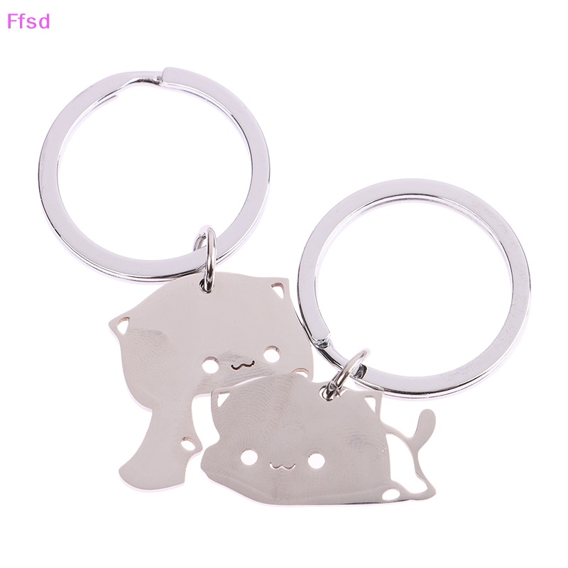 {Ffsd} Móc Chìa Khóa Bằng Thép Không Gỉ Hình Mèo Hoạt Hình Dễ Thương Trang Trí Túi Xách * Bán