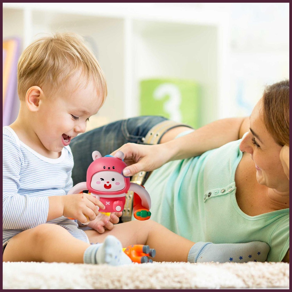 Đồ Chơi Thỏ Điện Tử Phát Nhạc Điều Khiển Giọng Nói Vui Nhộn Cho Bé