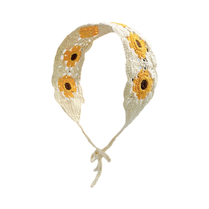 Băng Đô Cài Tóc Đan Móc Họa Tiết Hoa Phong Cách Dân Tộc Có Thể Điều Chỉnh