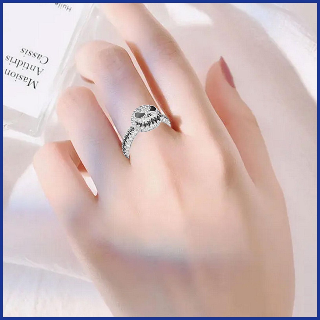 Vòng cổ Mặt Đầu Lâu Jack Nightmare Before Christmas Đính Pha Lê Tráng Men Phong Cách Punk Cho Nữ