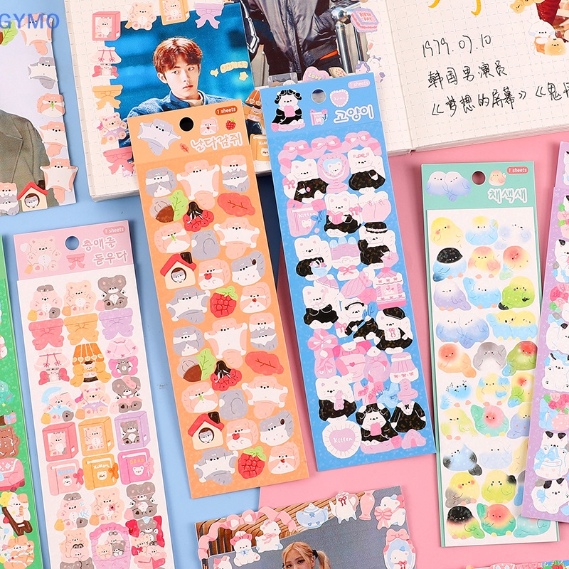 [cxGYMO] Nhãn Dán Họa Tiết Mèo Kitty Lấp Lánh Dễ Thương Trang Trí Album Ảnh / Sổ Tay DIY